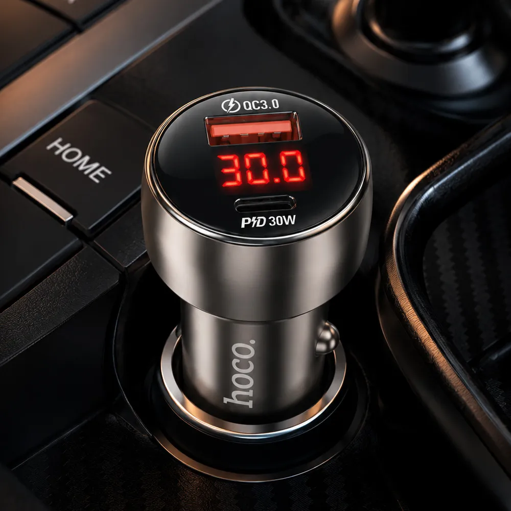 Автомобільна зарядка Hoco Z50 USB-C та USB — швидка зарядка в авто