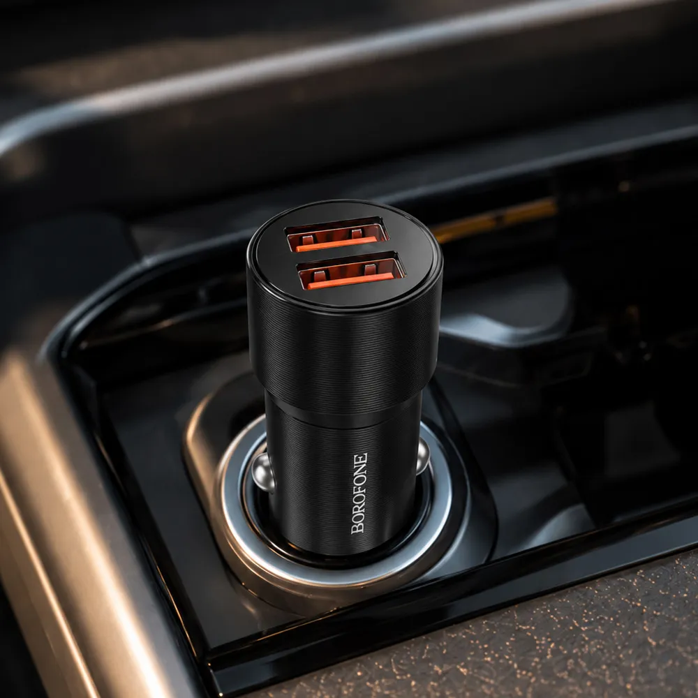 Автомобільна зарядка Borofone BZ19 Wisdom — швидка зарядка в авто 2USB QC3.0