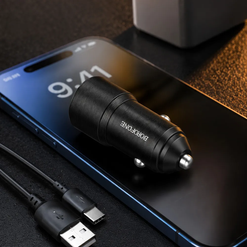 Автомобільна зарядка Borofone BZ19 Wisdom — швидка зарядка в авто 2USB QC3.0
