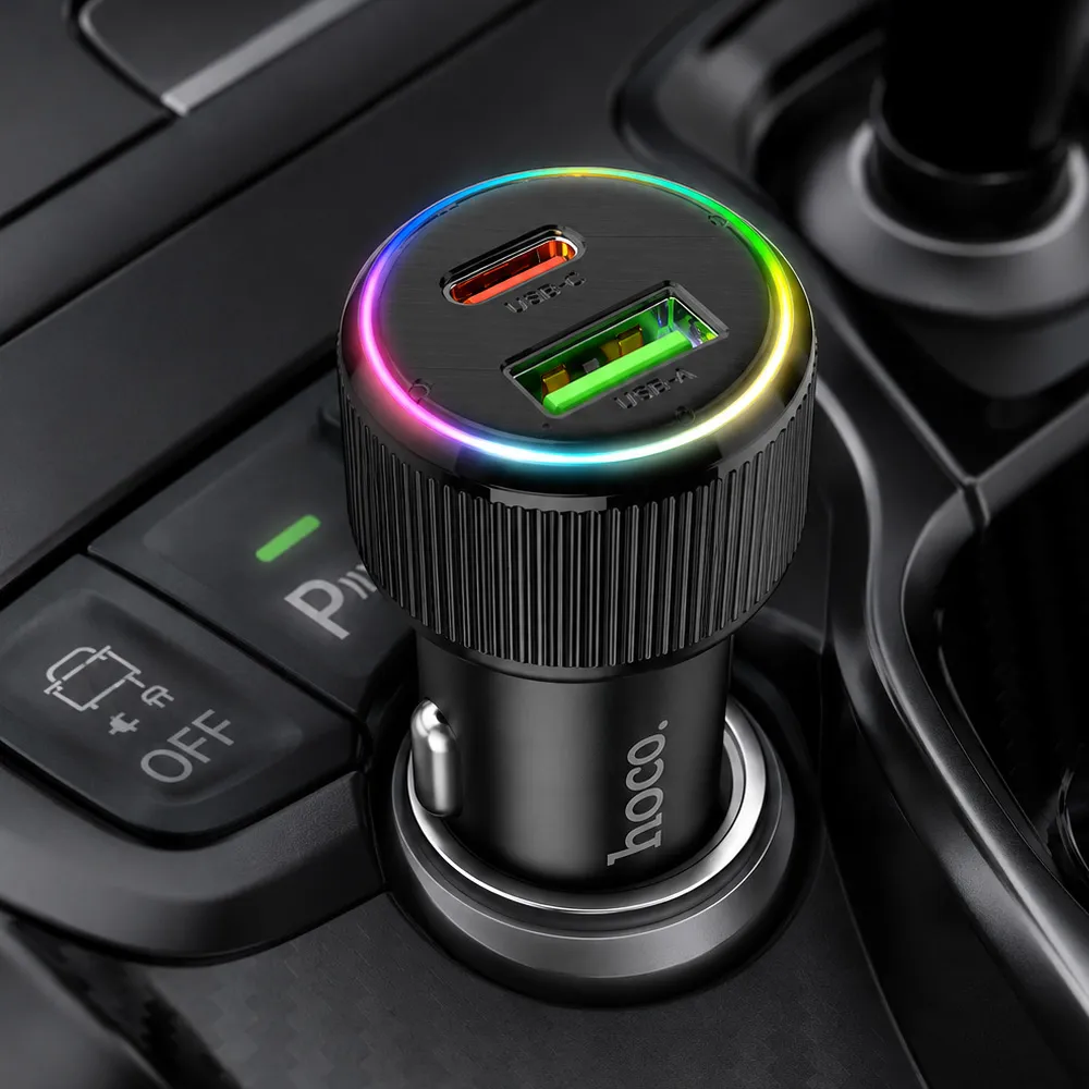 Автомобільна зарядка Hoco NZ14A Guerrero — швидка зарядка USB-C PD та USB QC3.0