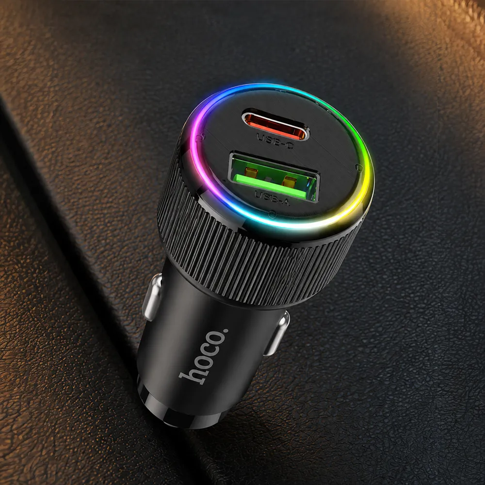 Автомобільна зарядка Hoco NZ14A Guerrero — швидка зарядка USB-C PD та USB QC3.0