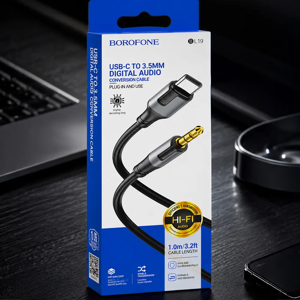 AUX перехідник Borofone BL19 USB-C to 3.5 мм — адаптер Type-C для авто