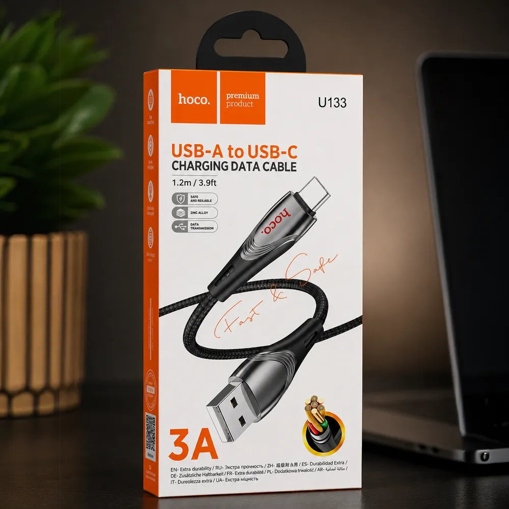 Кабель Hoco U133 USB to Type-C — швидка зарядка та передача даних