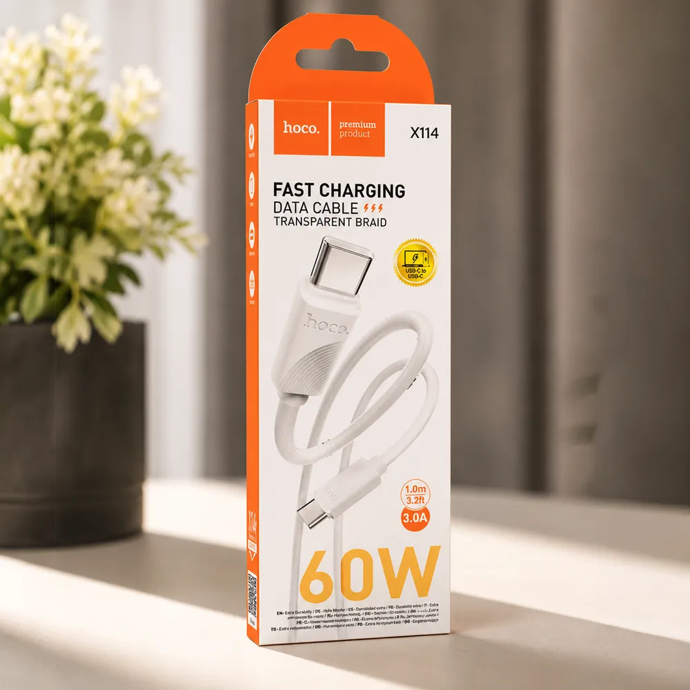 Кабель Hoco X114 USB-C to USB-C — швидка зарядка PD для смартфона