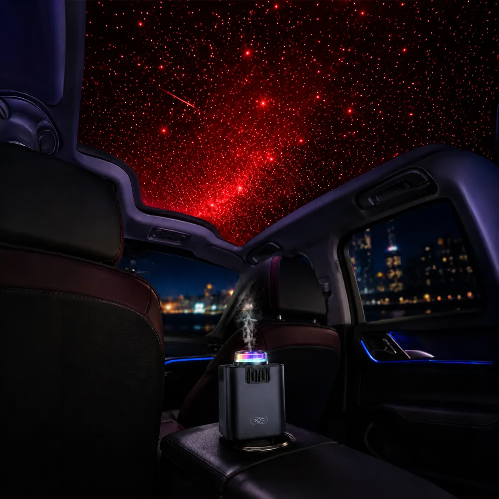 Автомобільна зарядка XO CC72 5в1 — зоряне небо, ароматизатор та RGB підсвітка в авто